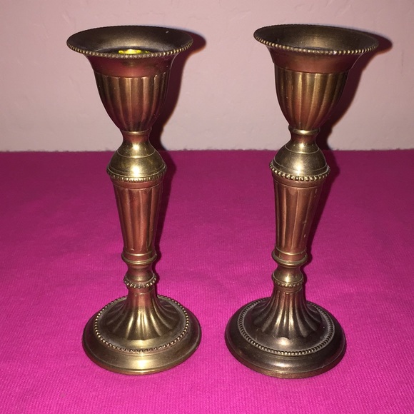 Vintage Accents Vintage Solid Brass Candle Holders Set Of 2 Poshmark